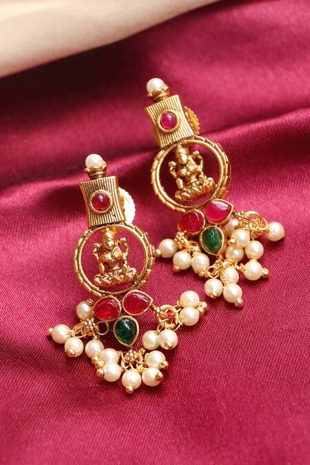 Shop Ishhaara Gold Plated Stones, Beads Temple Jewellery Set Online at Aza Fashions Shop_Ishhaara_Gold Plated Stones, Beads Temple Jewellery Set _Online_at_Aza_Fashions