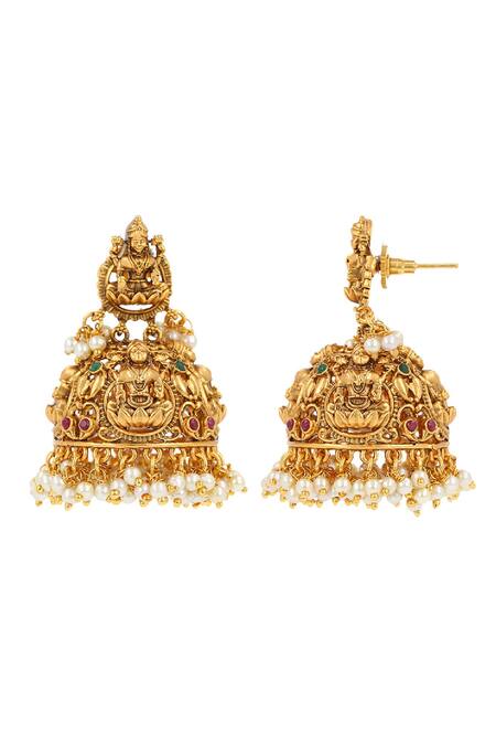 Buy Ishhaara Gold Plated Carved Temple Jhumkas Online at Aza Fashions Buy_Ishhaara_Gold Plated Carved Temple Jhumkas _Online_at_Aza_Fashions
