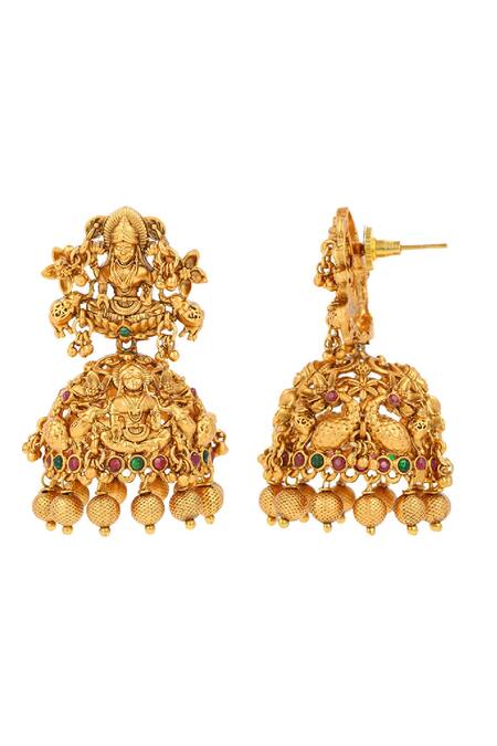 Buy Ishhaara Gold Plated Carved Temple Jhumkas Online at Aza Fashions Buy_Ishhaara_Gold Plated Carved Temple Jhumkas _Online_at_Aza_Fashions