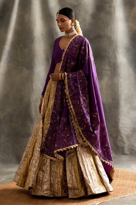 Buy Itrh Gold Shantoon, Lehenga Lampi Blouse Lampi Lining Panelled Bridal Set Online at Aza Fashions Buy_Itrh_Gold Shantoon, Lehenga Lampi Blouse Lampi Lining Panelled Bridal Set _Online_at_Aza_Fashions