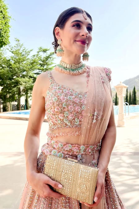 Shop Amyra Gold Sequins Bella Embellished Box Clutch at Aza Fashions Shop_Amyra_Gold Sequins Bella Embellished Box Clutch _at_Aza_Fashions