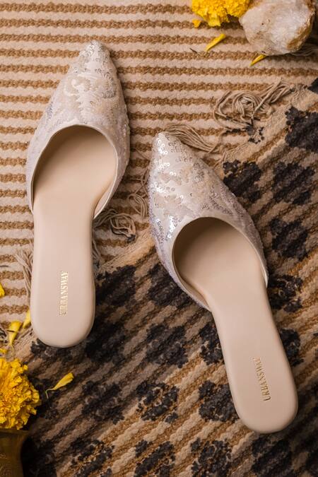 Buy_Urbansway_White Embroidery Ivy Mule Block Heels_Online_at_Aza_Fashions