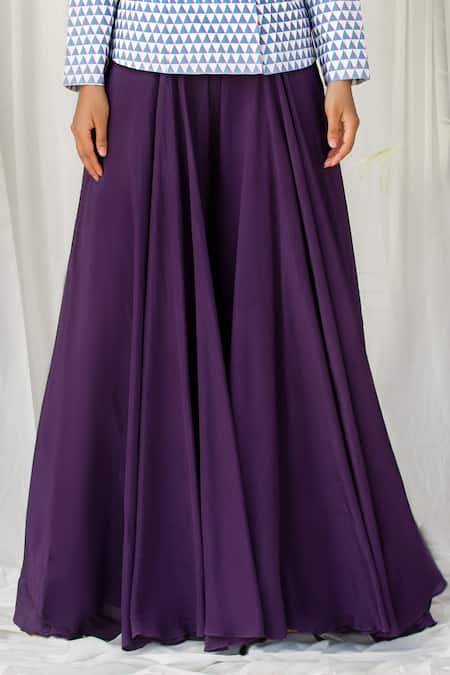 Shop Izzumi Mehta Blue Crepe Round Printed Tunic And Palazzo Set at Aza Fashions Shop_Izzumi Mehta_Blue Crepe Round Printed Tunic And Palazzo Set _at_Aza_Fashions