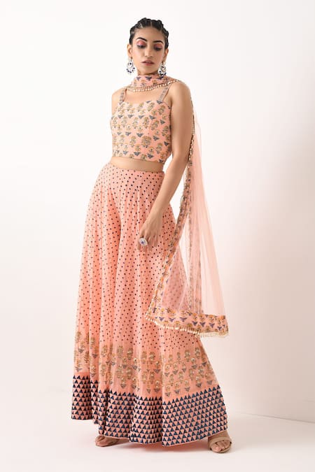 Pooja Rajgarhia Gupta Pink Net, Georgette Round Printed Gharara Set Online at Aza Fashions Pooja Rajgarhia Gupta_Pink Net, Georgette Round Printed Gharara Set _Online_at_Aza_Fashions