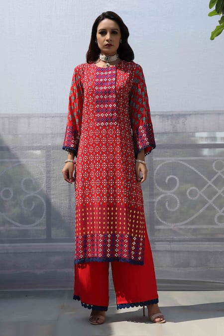 Pooja Rajgarhia Gupta Geometric Floral Print Kurta 