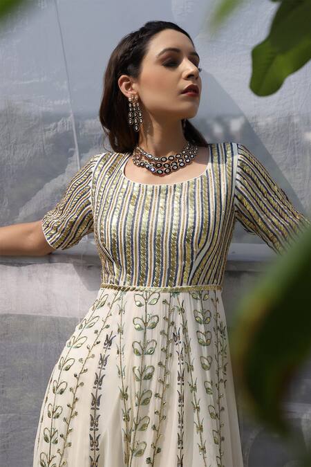 Shop_Pooja Rajgarhia Gupta_White Georgette Round Embroidered Anarkali With Dupatta _Online_at_Aza_Fashions