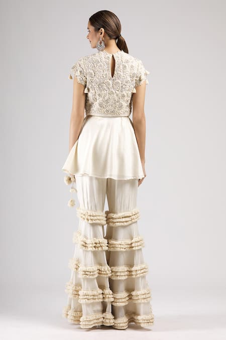 J By Jannat Embroidered Chanderi Kurta & Sharara Set 