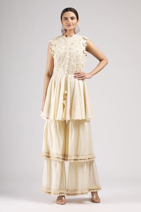 J By Jannat Embroidered Kurta & Sharara Set 