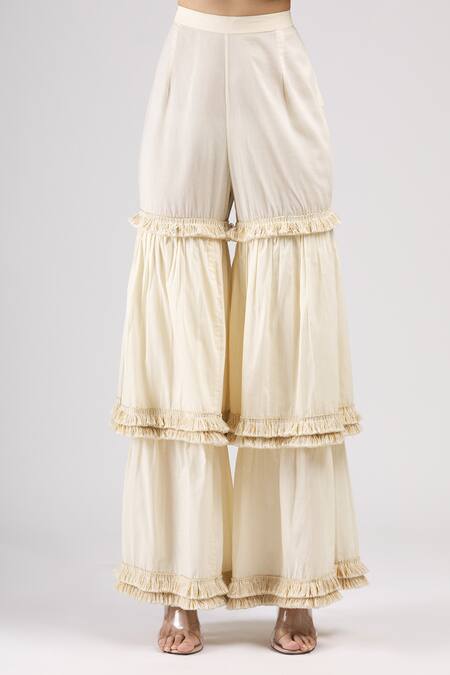 Shop J By Jannat White Cotton Round Embroidered Kurta And Sharara Set Online at Aza Fashions Shop_J By Jannat_White Cotton Round Embroidered Kurta And Sharara Set _Online_at_Aza_Fashions