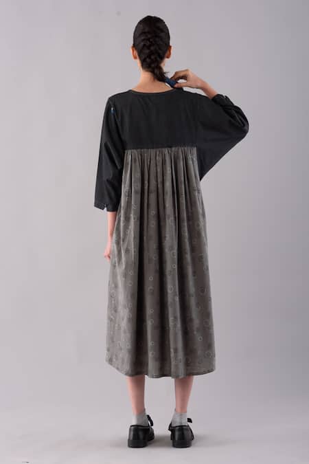 JAYATI GOENKA Temari Hand Block Print Dyed Midi Dress 