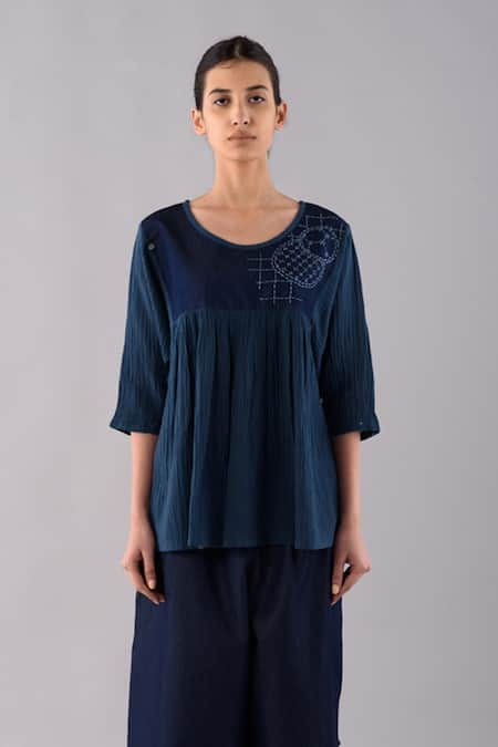 Jayati Goenka Dyed Sashiko Blouse 