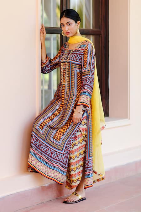 Sage Saga Kumud Abstract Print Kurta Set 