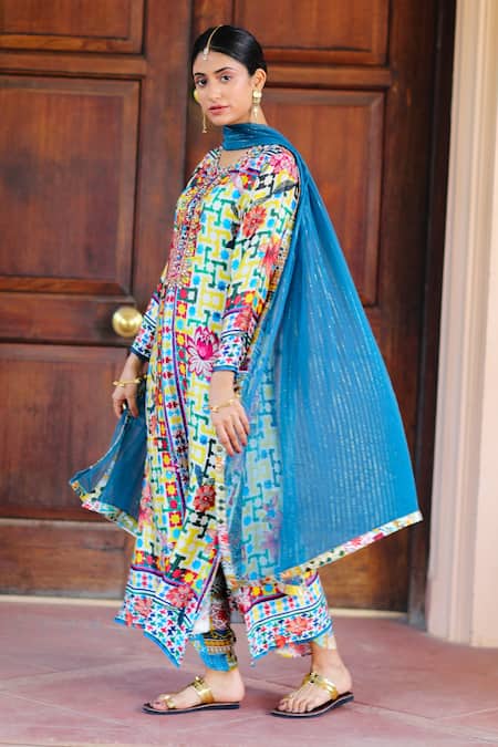 Sage Saga Kumud Abstract Print Kurta Set 