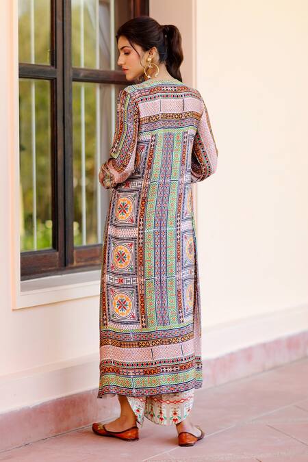 Sage Saga Kumud Geometric Print Kurta For Kids