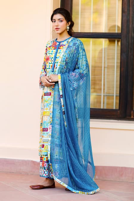 Sage Saga Kusum Printed Kurta Palazzo Set 