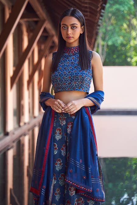 Payal Jain Ajrakh Print Crop Top 