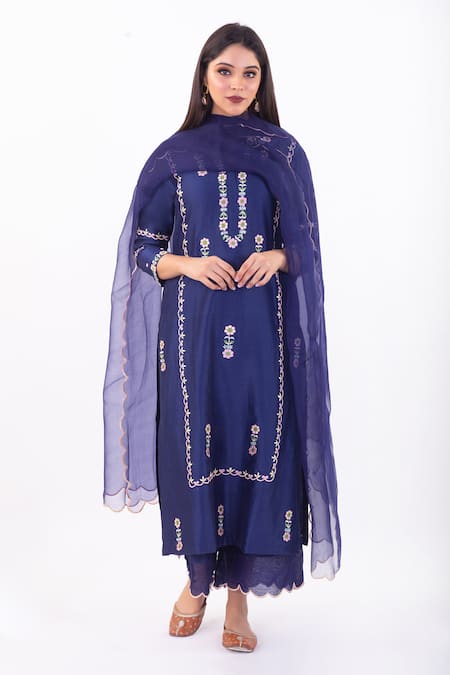 Priya Chaudhary Chanderi Silk Kurta Set For Kids