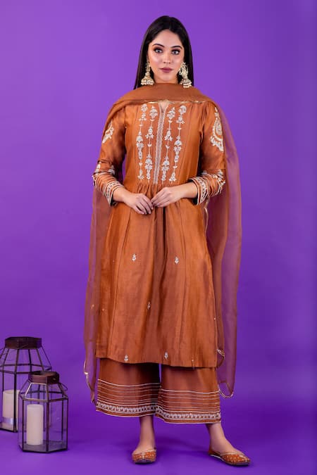 Priya Chaudhary Chanderi Silk Kurta Set For Kids