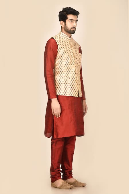 Buy_Nayantara Couture_Beige Silk Printed Bundi _Online_at_Aza_Fashions