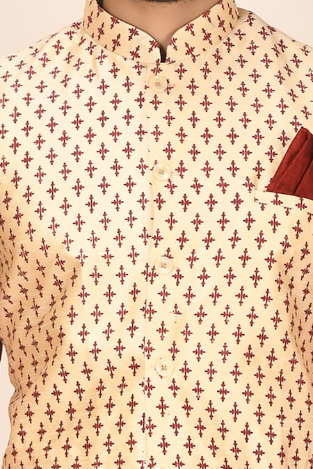 Nayantara Couture_Beige Silk Printed Bundi _at_Aza_Fashions