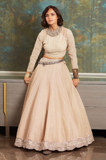 Jade by Monica and Karishma Embroidered Blouse & Lehenga Set 