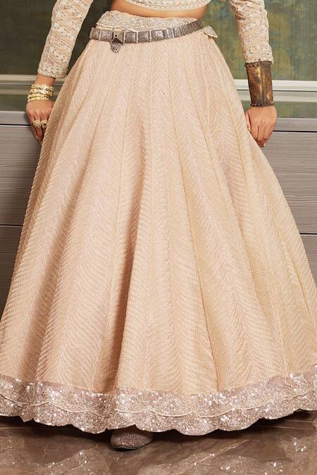 Jade By Monica & Karishma White Round Embroidered Blouse And Lehenga Set Online at Aza Fashions Jade By Monica & Karishma_White Round Embroidered Blouse And Lehenga Set _Online_at_Aza_Fashions