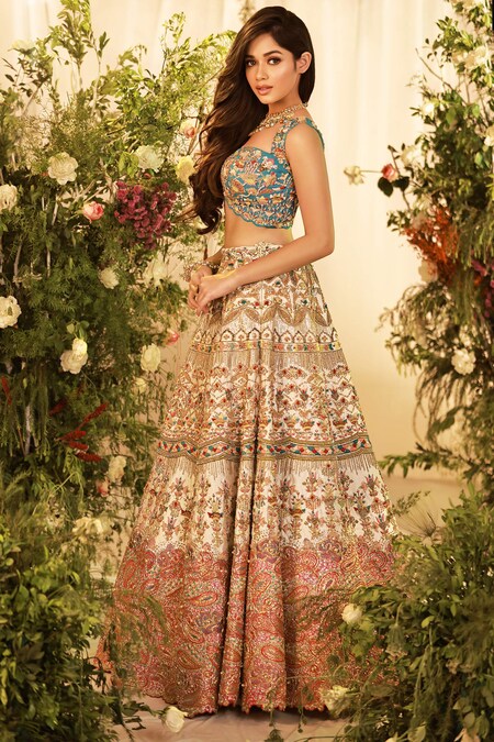 Ivory Floral Multicolor Lehenga