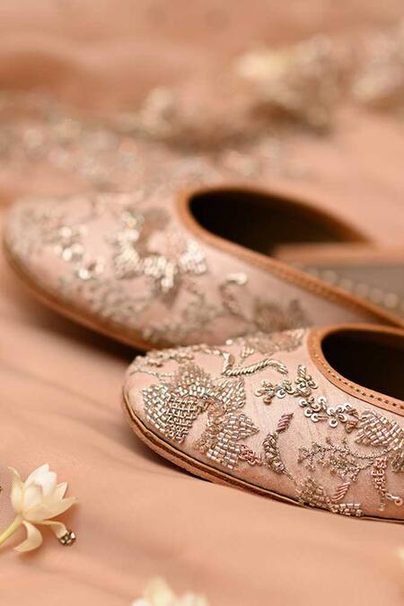 Shop_Coral Haze_Beige Embroidered Jane Juttis _Online_at_Aza_Fashions