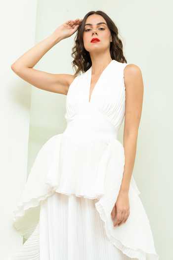 Buy Swatee Singh White Heavy Crepe Layered Ruffle Gown Online at Aza Fashions Buy_Swatee Singh_White Heavy Crepe Layered Ruffle Gown_Online_at_Aza_Fashions