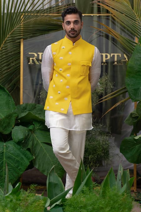 Runit Gupta_Ivory Kurta Chanderi Silk Plain Set For Kids_Online_at_Aza_Fashions