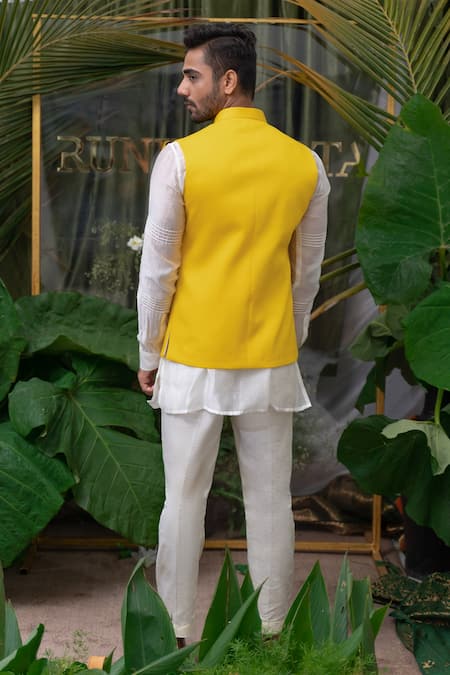 Runit Gupta Ivory Chanderi Silk Kurta Set For Kids