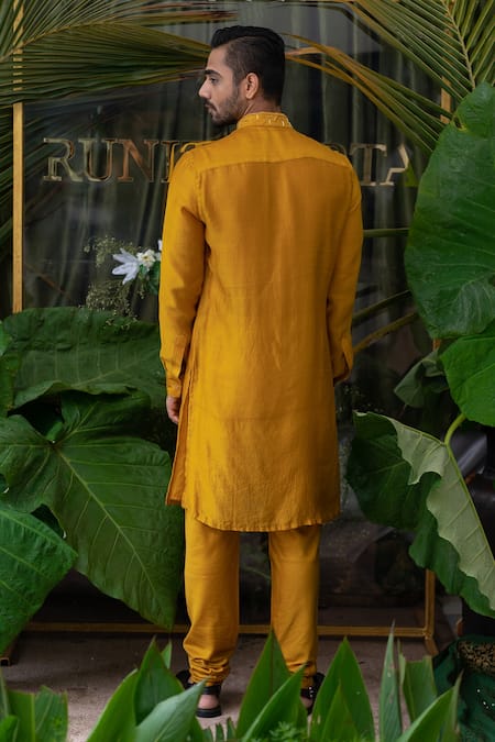 Runit Gupta Chanderi Silk Acrylic Work Kurta Set 