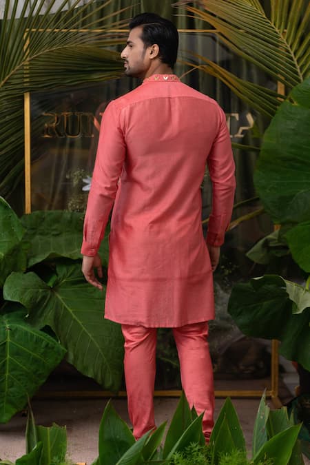 Runit Gupta Chanderi Silk Acrylic Work Kurta Set 