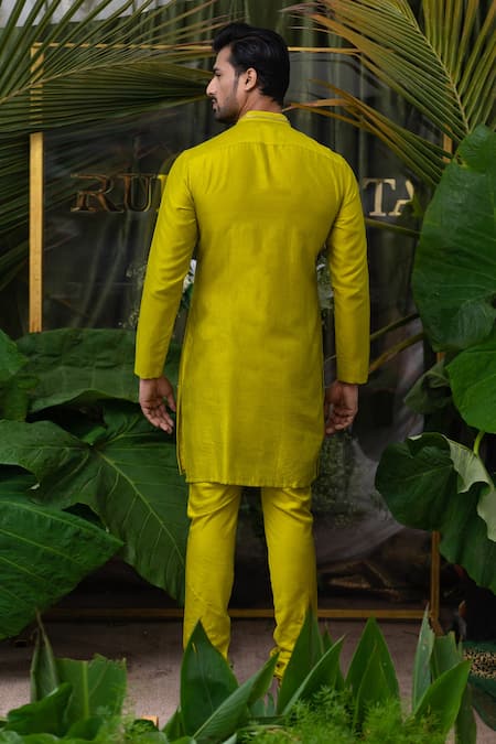 Runit Gupta Chanderi Silk Acrylic Work Kurta Set 