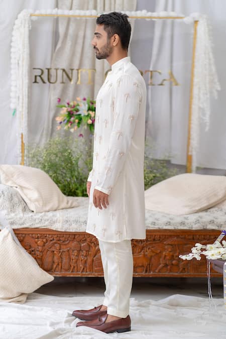 Runit Gupta Ivory Pure Cotton Embroidered Tree Kurta Set Online at Aza Fashions Runit Gupta_Ivory Pure Cotton Embroidered Tree Kurta Set_Online_at_Aza_Fashions