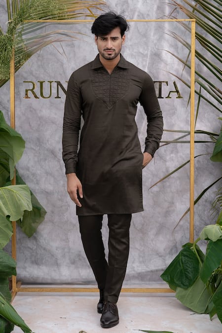 Runit Gupta Quilted Kurta Set For Kids