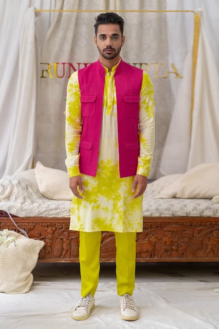 Runit Gupta Cotton Linen Pintuck Bundi 