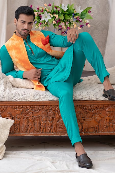 Buy Runit Gupta Orange Cotton Linen Tie Dye Bundi Online at Aza Fashions Buy_Runit Gupta_Orange Cotton Linen Tie Dye Bundi _Online_at_Aza_Fashions