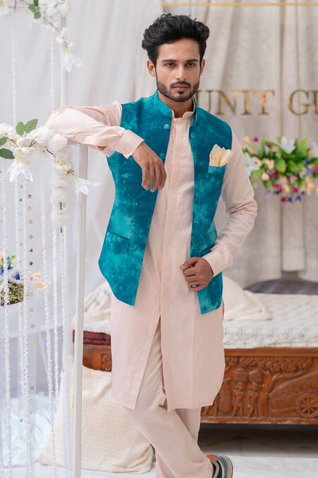 Buy Runit Gupta Blue Cotton Linen Tie Dye Bundi Online at Aza Fashions Buy_Runit Gupta_Blue Cotton Linen Tie Dye Bundi _Online_at_Aza_Fashions