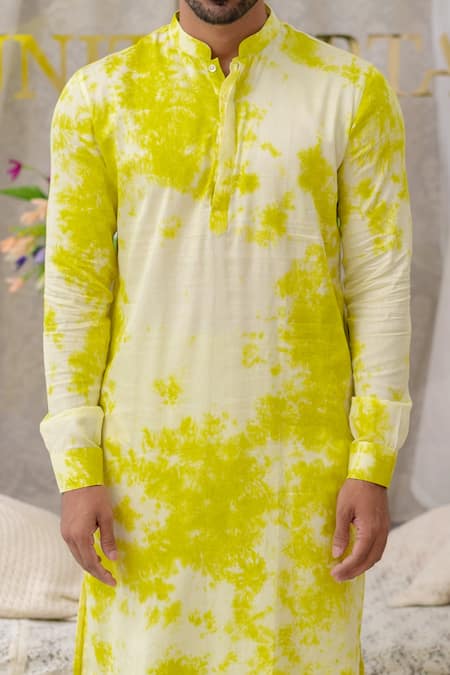 Runit Gupta_Green Pure Cotton Tie Dye Kurta Set_Online_at_Aza_Fashions