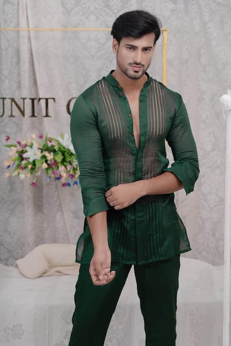 Buy Runit Gupta Green Cotton, Chanderi Silk Kurta Set Online at Aza Fashions Buy_Runit Gupta_Green Cotton, Chanderi Silk Kurta Set _Online_at_Aza_Fashions