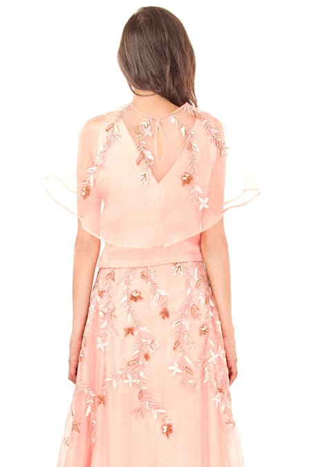 Jasmine Bains Embroidered Cape & Skirt Set 