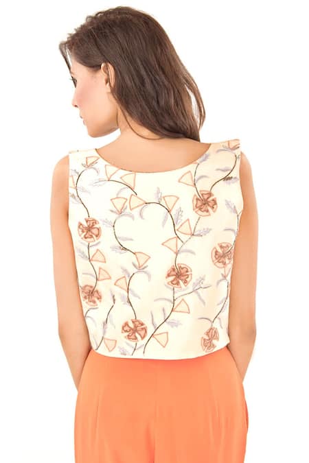 Jasmine Bains Embroidered Crop Top & Trouser Set 