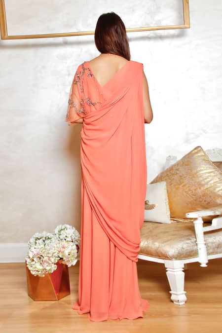 Jasmine Bains Placement Embroidered Saree Gown 