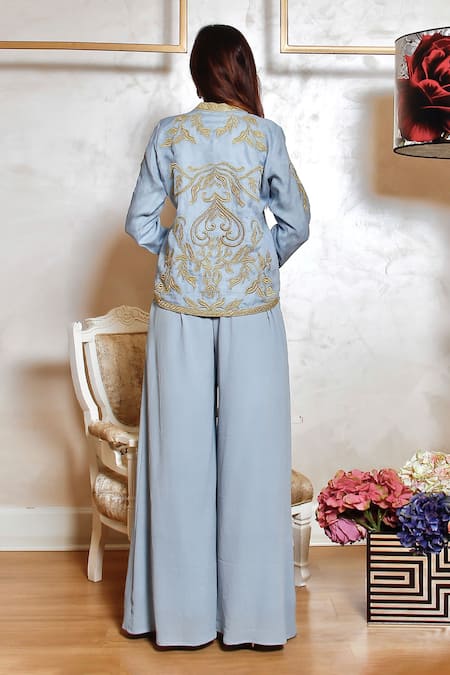 Jasmine Bains Embroidered Jacket & Palazzo Set 