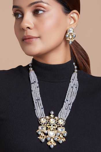 Joules by Radhika Gold Plated Crystals Pearl Necklace Set Online at Aza Fashions Joules by Radhika_Gold Plated Crystals Pearl Necklace Set_Online_at_Aza_Fashions