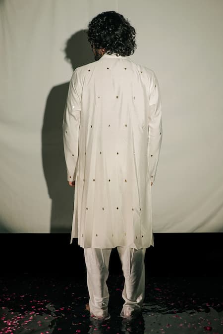 Shop_Jubinav Chadha_White Silk Chanderi Floral Embroidered Layered Kurta With Dhoti Pant _at_Aza_Fashions