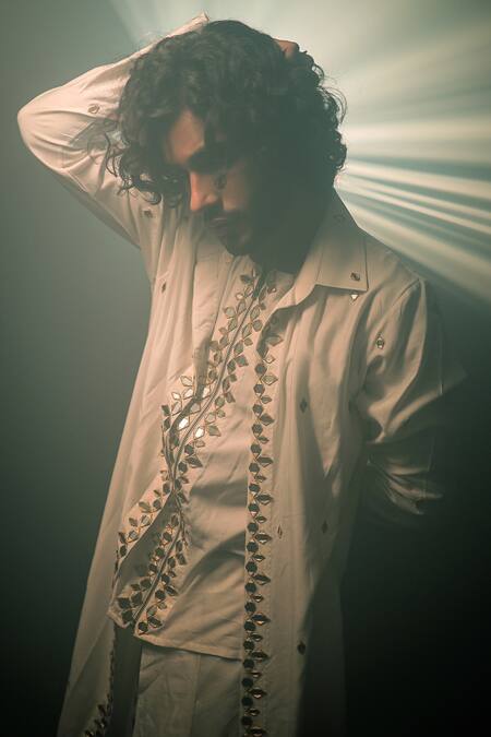 Shop_Jubinav Chadha_White Silk Chanderi Floral Embroidered Layered Kurta With Dhoti Pant _Online_at_Aza_Fashions