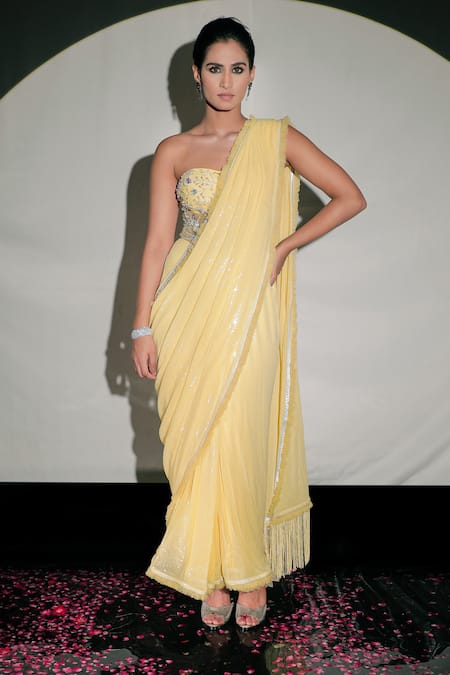 Jubinav Chadha Sequin Embellished Saree Gown 