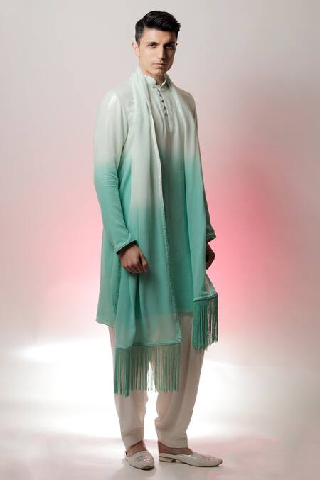 Jubinav Chadha Green Sequins Fabric Embroidered Kurta Set 